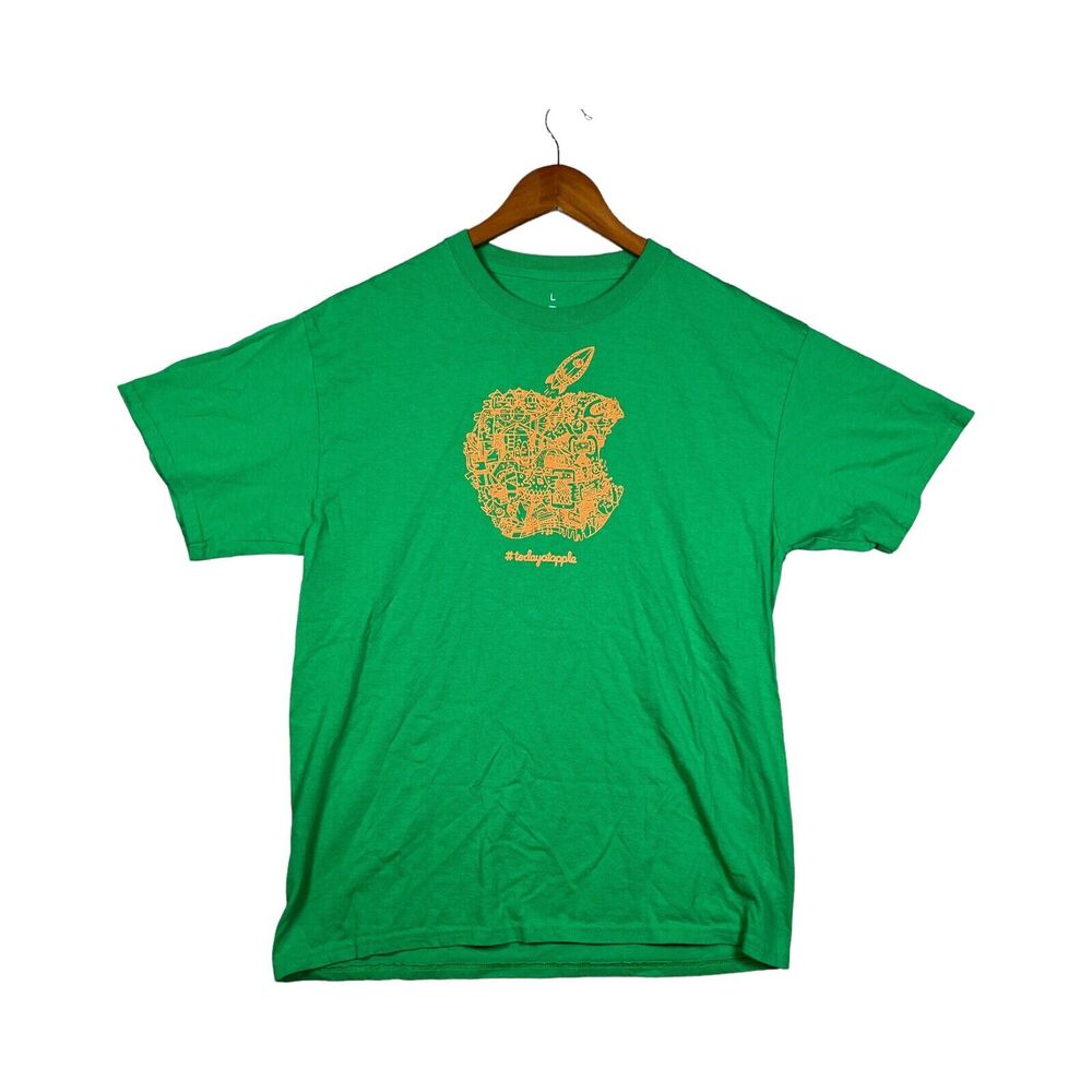 Apple Store Today at Apple T Shirt Graffiti Filled Apple I Phone Green L
